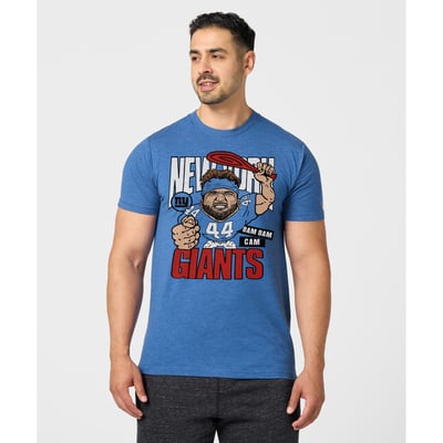 Cam Skattebo New York Giants Homage Unisex Caricature Player Graphic Tri-Blend T-Shirt - Royal