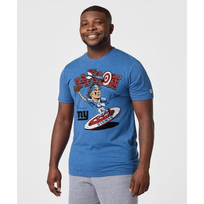 Jaxson Dart New York Giants Homage Unisex Caricature Player Graphic Tri-Blend T-Shirt - Royal