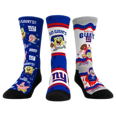  New York Giants Rock Em Unisex x Nickelodeon Spongebob Squarepants 3-Pack Crew Socks Set - 