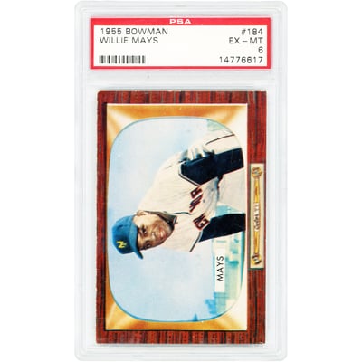 Willie Mays New York Giants 1955 Bowman #184 PSA Authenticated 6 Card