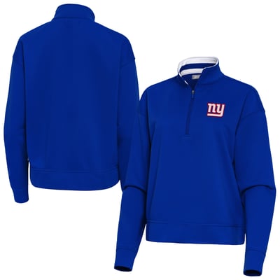 New York Giants Antigua Women's Goddess Quarter-Zip Pullover - Royal