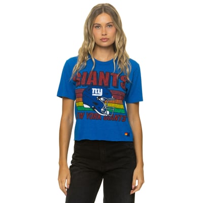 New York Giants Aviator Nation Women's Boxy Boyfriend Tri-Blend T-Shirt - Royal