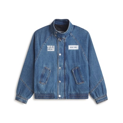 New York Giants Off Season Women's Oversized Denim Jacket - Blue