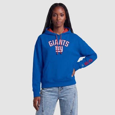  New York Giants Women's Champion Contrast Liner Hoodie - Royal/Red