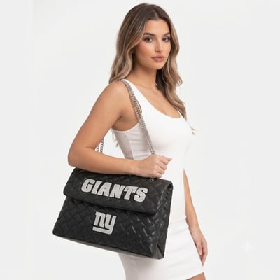 New York Giants Cuce Women's Vegan Leather Oversized Tote Bag - Black
