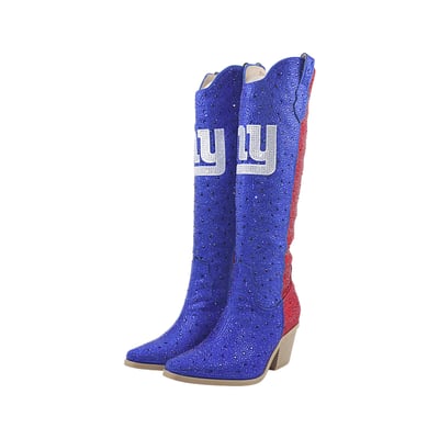  New York Giants FABGATING by Cuce Women's Two-Tone Crystal Cowboy Boot - Royal