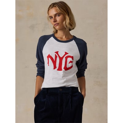 New York Giants FAHERTY Women's Sunwashed Slub Long Sleeve T-Shirt - Navy