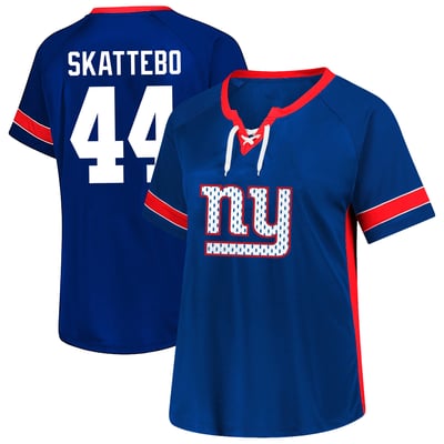 Cam Skattebo New York Giants Fanatics Women's Plus Size Lace Bling Name & Number T-Shirt - Royal
