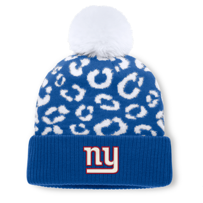 New York Giants Fanatics Women's Blur Cuffed Knit Hat with Pom - Royal