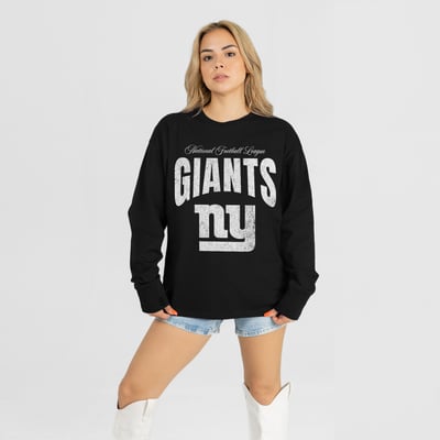 New York Giants Gameday Couture Women's Bold Ambition Oversized Long Sleeve T-Shirt - Black