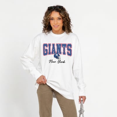 New York Giants Gameday Couture Women's Sweet Spot Oversized Long Sleeve T-Shirt - White