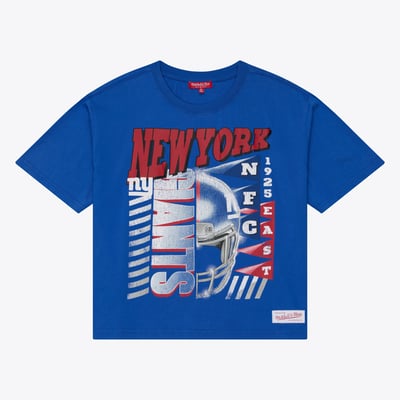  New York Giants Mitchell & Ness Women's Street Graphic Boxy Cropped T-Shirt - Royal