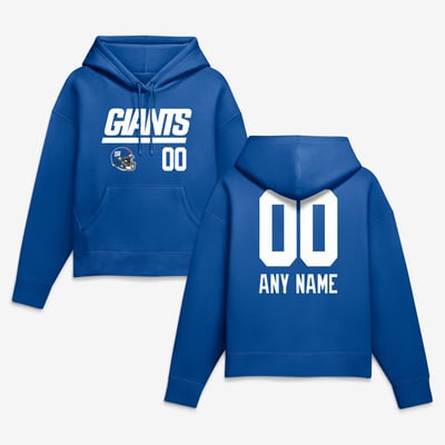 New York Giants Women's Touchdown Wordmark Personalized Name & Number Hoodie - Royal