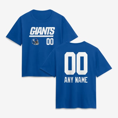 New York Giants Women's Touchdown Wordmark Personalized Name & Number T-Shirt - Royal