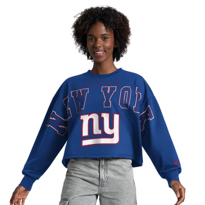 New York Giants Starter Women's Bleachers Cropped Sweatshirt - Royal
