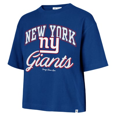 New York Giants Stoney Clover Lane x '47 Women's Script City Boxy Cropped T-Shirt - Royal