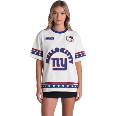 New York Giants The Wild Collective x Hello Kitty Women's Oversized T-Shirt - Cream