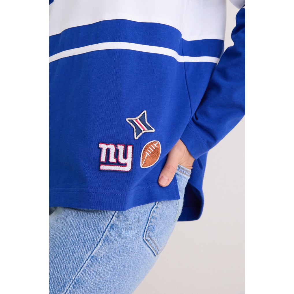 Tuckernuck New York Giants Women's Royal Rugby Long Sleeve Polo