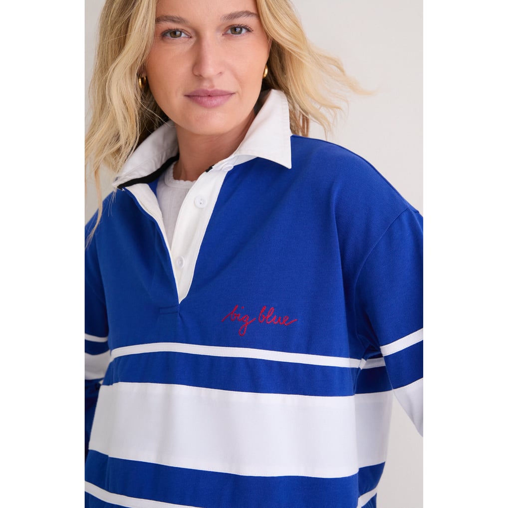 Tuckernuck New York Giants Women's Royal Rugby Long Sleeve Polo