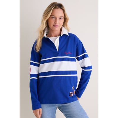 New York Giants Tuckernuck Women's Rugby Long Sleeve Polo - Royal