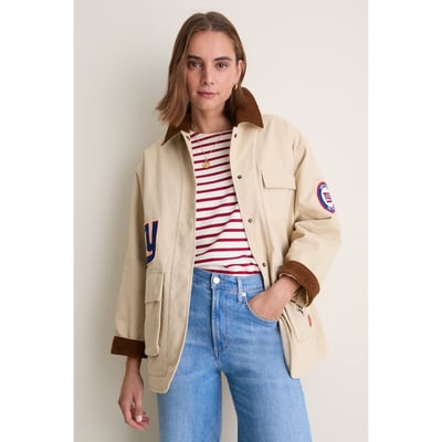 New York Giants Tuckernuck Women's Full-Snap Barn Jacket - Stone