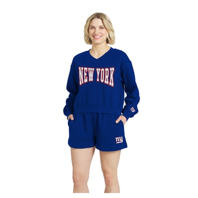New York Giants WEAR by Erin Andrews Fleece V-Neck Lounge Set - Royal
