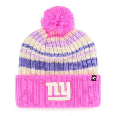  New York Giants '47 Youth Snow Fort Cuffed Knit Hat with Pom - Pink