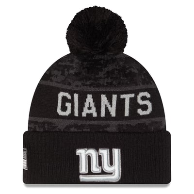 New York Giants New Era Youth 2026 Salute To Service Cuffed Knit Hat with Pom - Black