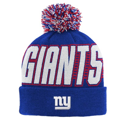New York Giants Outerstuff Youth Cuffed Knit Hat with Pom - Royal