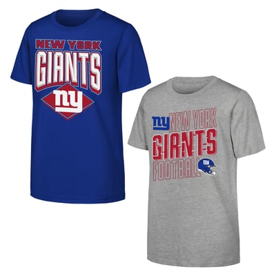 New York Giants Outerstuff Youth Trench Kings 2-Pack T-Shirt Set - Royal/Gray