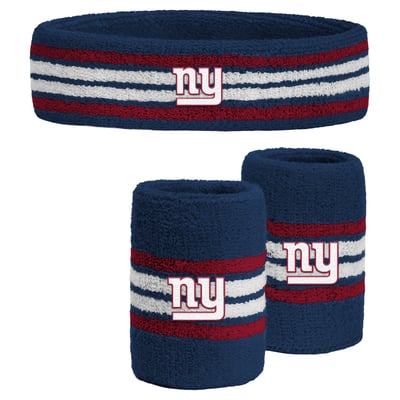  New York Giants PRO Compression Youth Team Stripe Three-Pack Headband and Wristbands Set - Royal