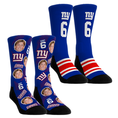 Jaxson Dart New York Giants Rock Em Youth Player Football Guy Two-Pack Crew Sock Set