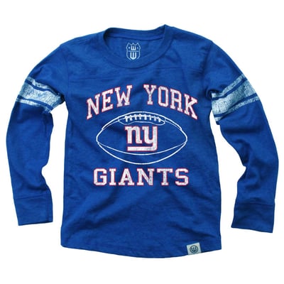New York Giants Wes & Willy Youth Football Long Sleeve T-Shirt - Royal