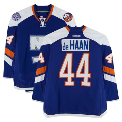 Calvin de Haan New York Islanders Fanatics Authentic Practice-Used #44 Royal Jersey vs. New York Rangers on January 29, 2014 - Worn During Warm-Ups