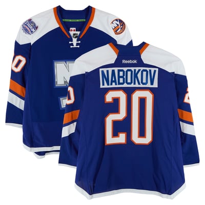 Evgeni Nabokov New York Islanders Fanatics Authentic Practice-Used #20 Royal Jersey vs. New York Rangers on January 29, 2014 - Worn During Warm-Ups
