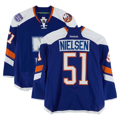 Frans Nielsen New York Islanders Fanatics Authentic Practice-Used #51 Royal Jersey vs. New York Rangers on January 29, 2014 - Worn During Warm-Ups