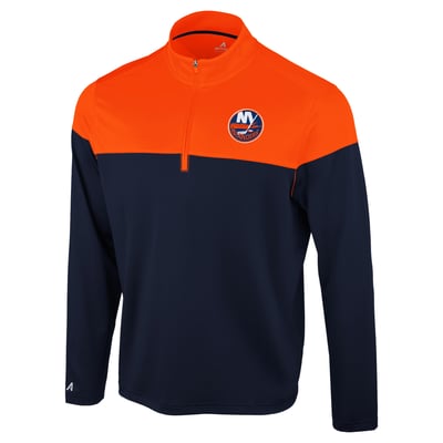 New York Islanders Antigua Hinder Quarter-Zip Pullover - Navy/Orange