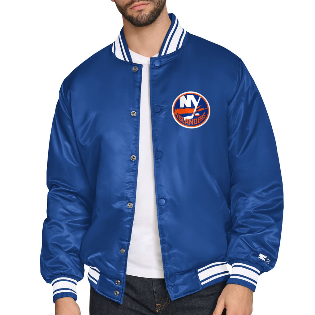 New York Islanders Starter Triangle Satin Varsity Full-Snap Jacket - Royal