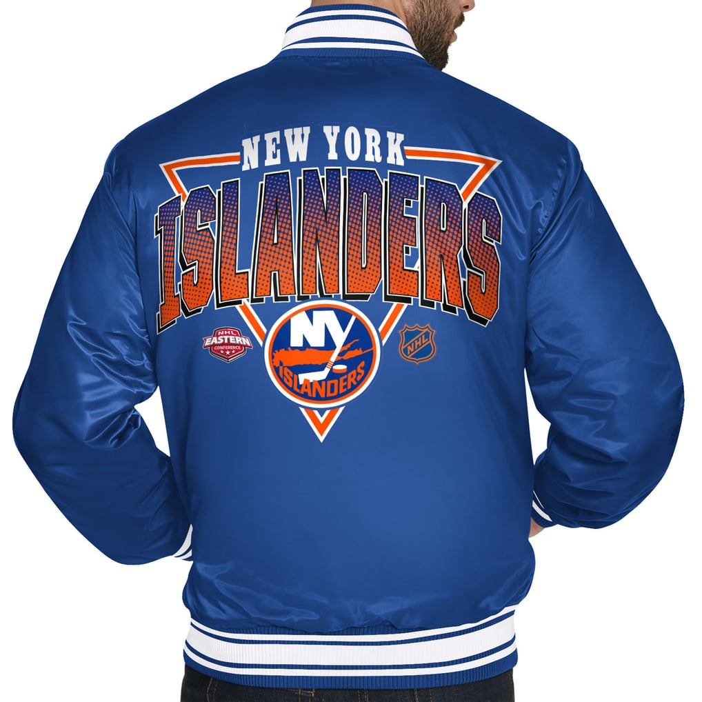 New York Islanders Starter Triangle Satin Varsity Full-Snap Jacket - Royal