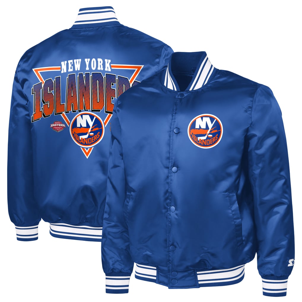 New York Islanders Starter Triangle Satin Varsity Full-Snap Jacket - Royal