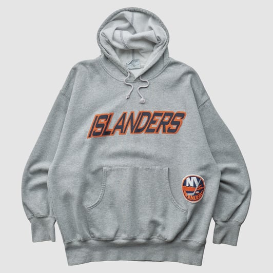 New York Islanders Majestic 2000s Hooded Pullover Sweatshirt - Heather Gray - XL by Fanatics Real Vintage