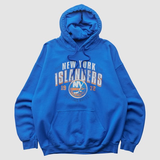 New York Islanders Old Time Hockey 2010s Hooded Pullover Sweatshirt - Blue - M by Fanatics Real Vintage