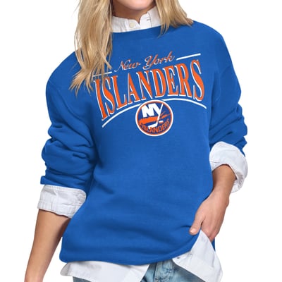 New York Islanders Starter Women's Arch Stripe Fleece Sweatshirt - Royal