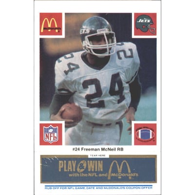1986 McDonald's Jets Blue Tab #24 Freeman McNeil
