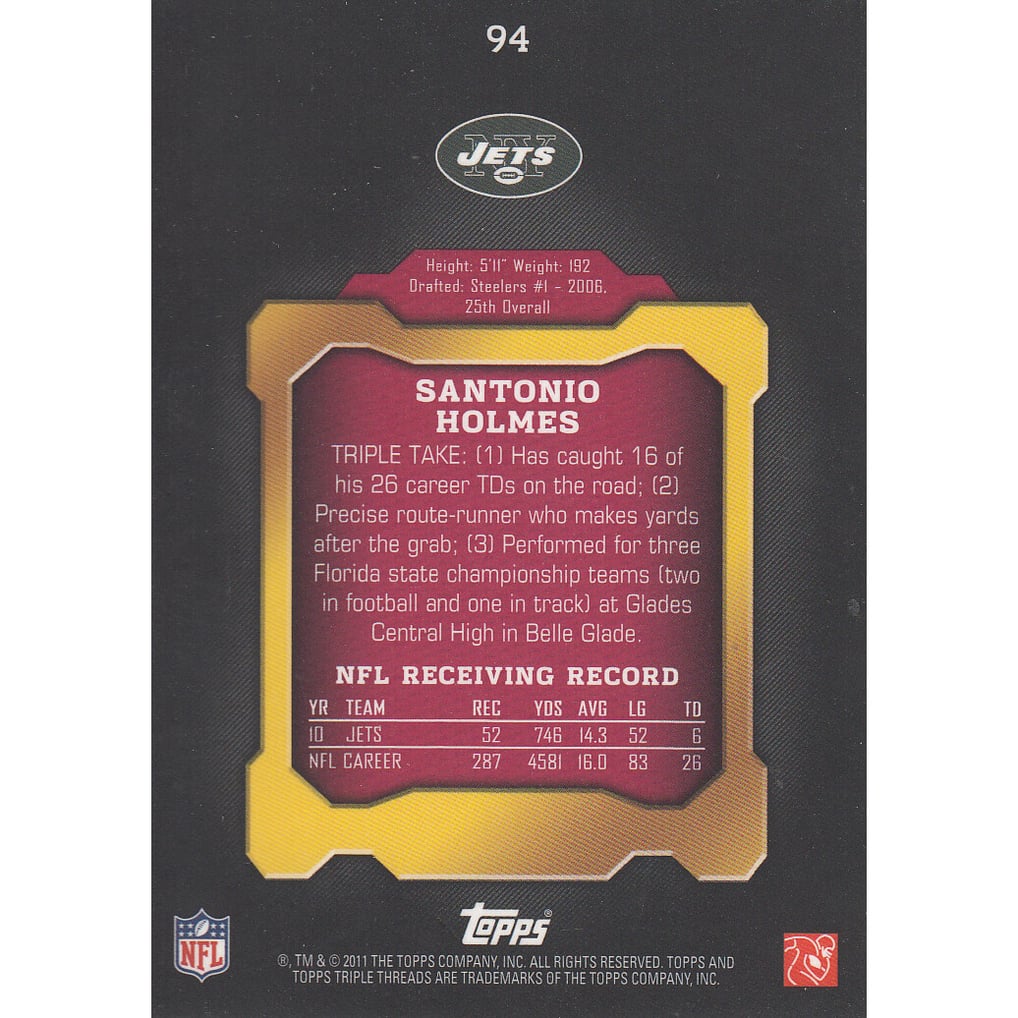 2011 Topps Triple Threads Ruby #94 Santonio Holmes