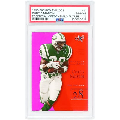 Curtis Martin New York Jets 1998 Skybox E-X2001 Essential Credentials #14 #29/47 PSA Authenticated 8 Card
