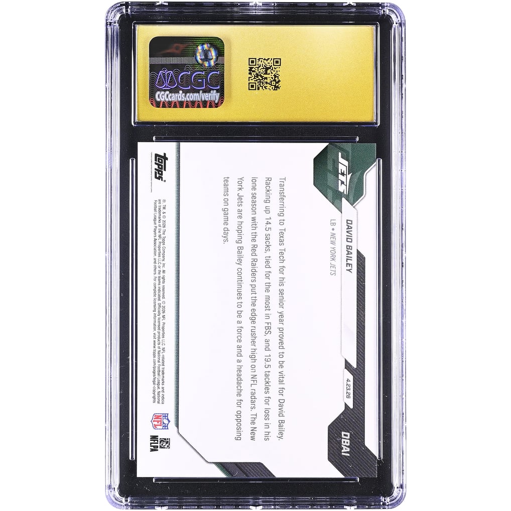 David Bailey New York Jets 2026 Topps Now Jets 2nd Overall '26 NFL ...