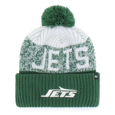  New York Jets '47  Bone Chill Cuffed Knit Hat with Pom - Green