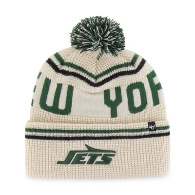  New York Jets '47 Quattrle Cuffed Knit Hat with Pom - Natural