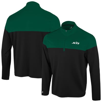 New York Jets Antigua Hinder Quarter-Zip Pullover - Black/Green